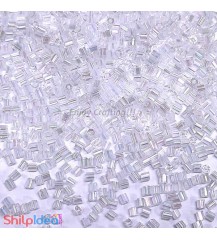 Beads 2mm - Glass Hexagonal - Silver